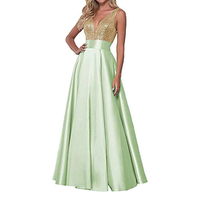 Funki Buys | Dresses | Women's Satin Sequin Evening Dress