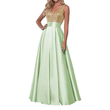 Funki Buys | Dresses | Women's Satin Sequin Evening Dress