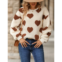 Funki Buys | Sweaters | Women's Fuzzy Heart Winter Sweatshirt