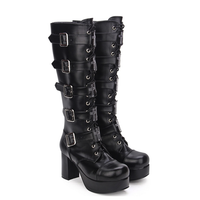 Funki Buys | Boots | Women's Punk Motorcycle Boots | Cross and Buckle