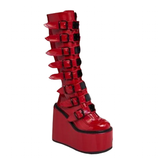 Funki Buys | Boots | Women's Red Buckle Strap Platform Boots