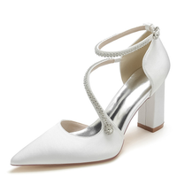 Funki Buys | Shoes | Women's Satin Beaded Bride Shoes | Pointed Toe
