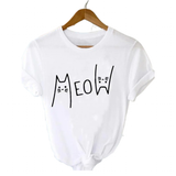 Funki Buys | Shirts | Women's Cute Meow Cat Printed T-Shirt