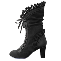 Funki Buys | Boots | Women's Lace Top Granny Boots | Lace Up Booties