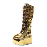 Funki Buys | Boots | Women's Gold Buckle Strap Platform Boots