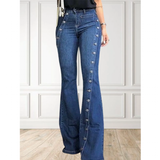 Funki Buys | Pants | Women's Flare Leg Long Denim Jeans | High Waist