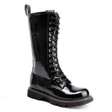 Funki Buys | Boots | Men's Patent Leather Lace Up Knee High Boots