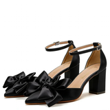 Funki Buys | Shoes | Women's Satin Bow Wedding Block Heels