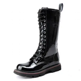 Funki Buys | Boots | Men's Knee High Patent Leather Laced Boot