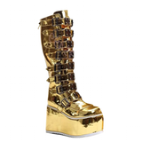 Funki Buys | Boots | Women's Gold Buckle Strap Platform Boots
