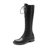 Funki Buys | Boots | Women's Genuine Leather Knee High Boots | Lace Up