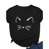 Funki Buys | Shirts | Women's Cute Cat Whiskers Printed T-Shirt