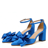 Funki Buys | Shoes | Women's Satin Bow Wedding Block Heels