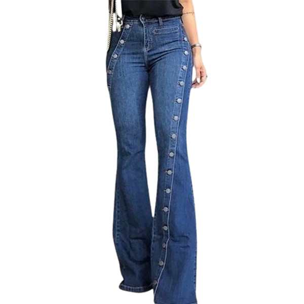 Funki Buys | Pants | Women's Flare Leg Long Denim Jeans | High Waist