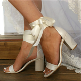 Funki Buys | Shoes | Women's Satin Ankle Tied Block Heel Sandals
