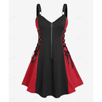Funki Buys | Dresses | Women's Gothic Lace Up Plaid Dress |Knee Length