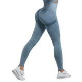 Women's High Waist Soft Smile Yoga Pants - Blue - Fitness Leggings - XXL - Polyester Spandex - image 2