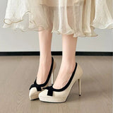Funki Buys | Shoes | Women's Suede Bow Tie Platorm Heels