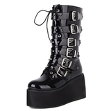 Funki Buys | Boots | Women's Gothic Punk Buckle Strap Biker Boots