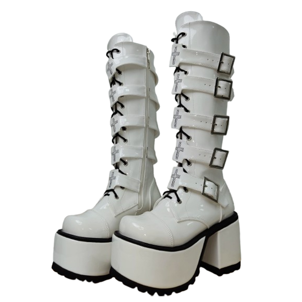 Funki Buys | Boots | Women's Harajuku Buckle Strap Boots