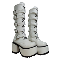 Funki Buys | Boots | Women's Harajuku Buckle Strap Boots