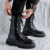 Funki Buys | Boots | Men's Goth Lace Up Mid-Calf Combat Boots