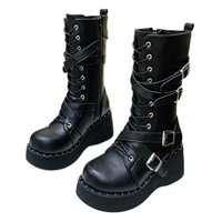 Funki Buys | Boots | Women's Gothic Combat Boot | Platform Buckle Boot