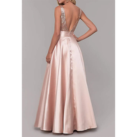 Funki Buys | Dresses | Women's Satin Sequin Evening Dress