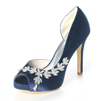 Funki Buys | Shoes | Women's Satin Rhinestone Wedding Shoes | Peep Toe