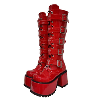 Funki Buys | Boots | Women's Harajuku Buckle Strap Boots