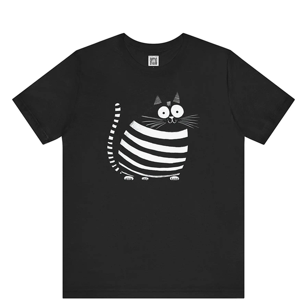 Funki Buys | Shirts | Unisex Cuddly Striped Cat Printed T-Shirt