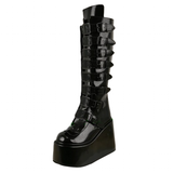 Funki Buys | Boots | Women's Black Buckle Strap Platform Boots
