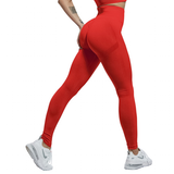 Women's High Waist Soft Smile Yoga Pants - Red - Fitness Leggings - XXL - Polyester Spandex - image 11