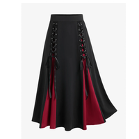 Funki Buys | Skirts | Women's Gothic Punk Lace Up Skirt | A Line Knee