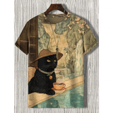 Funki Buys | Shirts | Unisex Cartoon Cat Tee