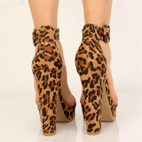 Funki Buys | Shoes | Women's Leopard Print Block Heel Sandals