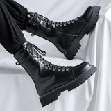 Funki Buys | Boots | Men's Goth Lace Up Mid-Calf Combat Boots