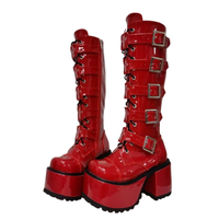 Funki Buys | Boots | Women's Harajuku Buckle Strap Boots