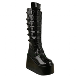 Funki Buys | Boots | Women's Black Buckle Strap Platform Boots