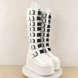 Funki Buys | Boots | Women's White Buckle Strap Platform Boots
