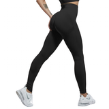 Women's High Waist Soft Smile Yoga Pants - Black - Fitness Leggings - XXL - Polyester Spandex - image 12