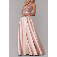 Funki Buys | Dresses | Women's Satin Sequin Evening Dress