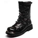 Funki Buys | Boots | Men's Gothic Punk Buckle Strap Biker Boots