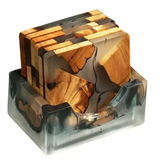 Funki Buys | Coasters | Elegant Pine Wood Resin Drink Coasters 6 Pcs