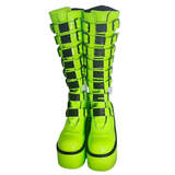 Funki Buys | Boots | Women's Green Buckle Strap Platform Boots