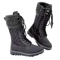 Funki Buys | Boots | Women's Mid-Calf Boots | Lace Up Plush Flat Boots