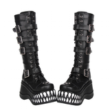 Funki Findz | Boots | Women's Gothic Punk Teeth Wedge Boots