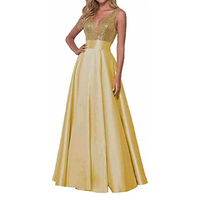 Funki Buys | Dresses | Women's Satin Sequin Evening Dress