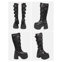Funki Buys | Boots | Women's Harajuku Wide Buckle Boots