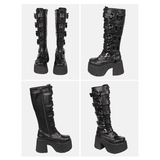 Funki Buys | Boots | Women's Harajuku Wide Buckle Boots